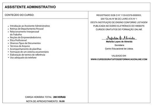 Certificado Portugal Verso